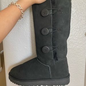 Tall Black Button Ugg boats